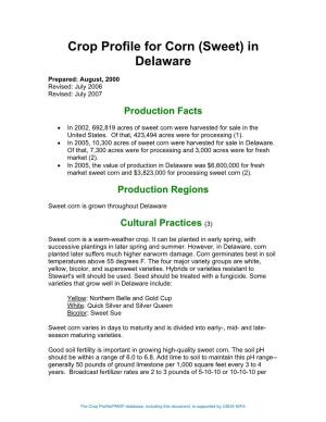 Crop Profile for Corn (Sweet) in Delaware