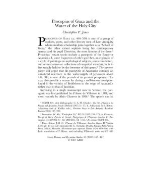 Procopius of Gaza and the Water of the Holy City Christopher P
