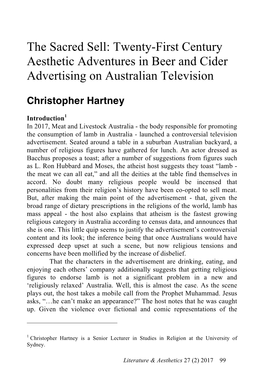 Twenty-First Century Aesthetic Adventures in Beer and Cider Advertising on Australian Television