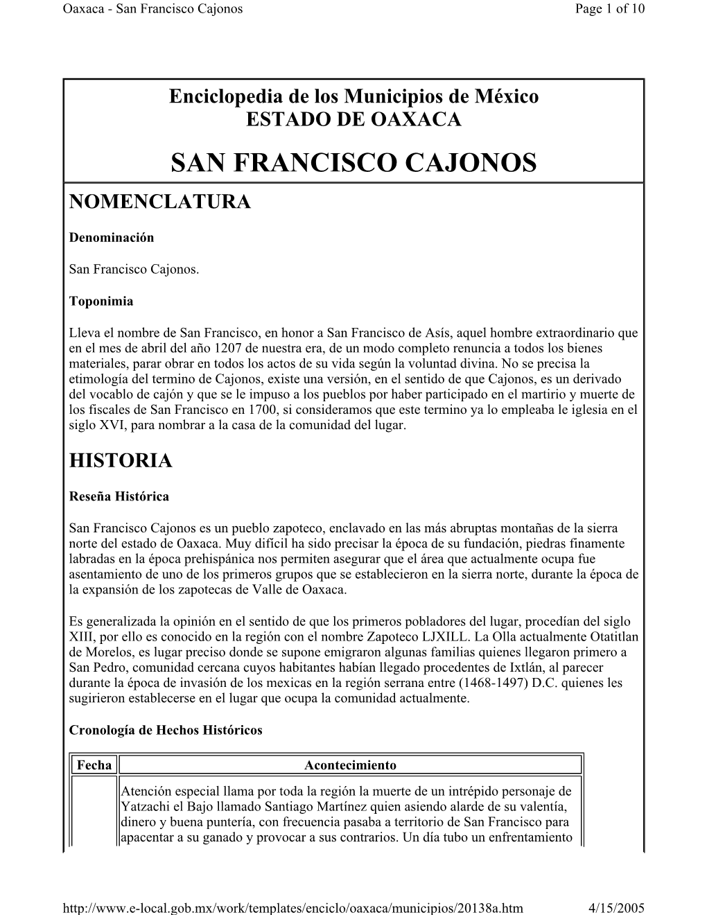 San Francisco Cajonos Page 1 of 10