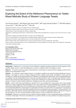 Exploring the Extent of the Hikikomori Phenomenon on Twitter: Mixed Methods Study of Western Language Tweets