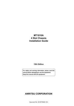 ANRITSU CORPORATION MT1810A 4 Slot Chassis Installation Guide