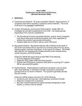 CARDIOVASCULAR ADJUDICATION PROTOCOL (Revised November 2005)
