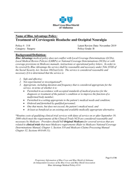 Treatment of Cervicogenic Headache and Occipital Neuralgia