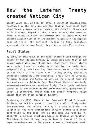 How the Lateran Treaty Created Vatican City