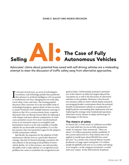 AI:The Case of Fully Autonomous Vehicles Selling