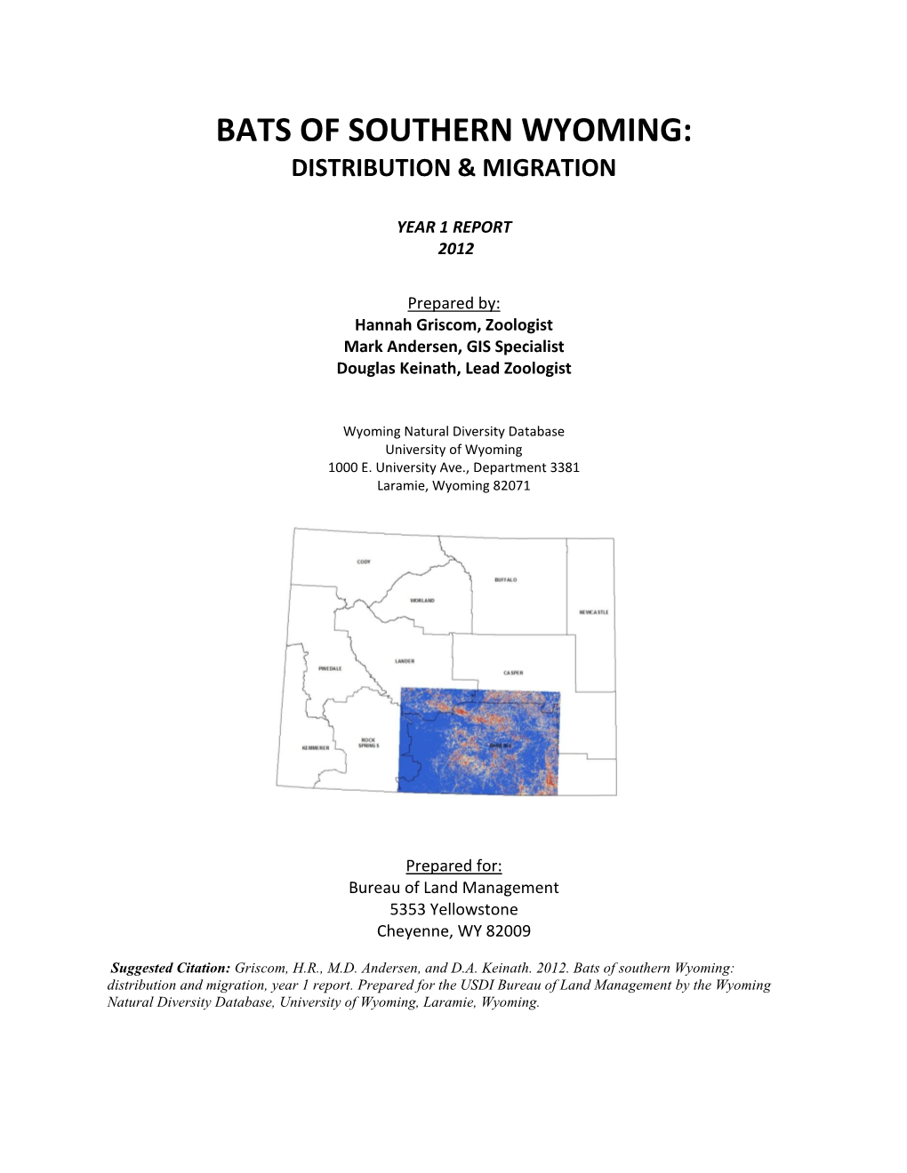 Bats of Southern Wyoming: Distribution & Migration