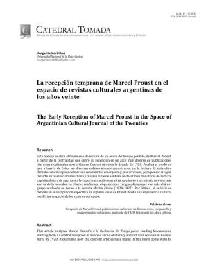 La Recepción Temprana De Marcel Proust En El Espacio De Revistas Culturales Argentinas De Los Años Veinte