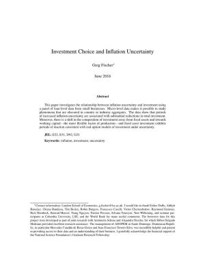 Investment Choice and Inflation Uncertainty