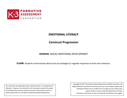 Emotion Literacy Construct Progression