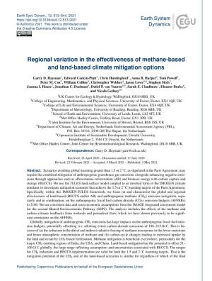Regional Variation in the Effectiveness of Methane-Based and Land-Based Climate Mitigation Options