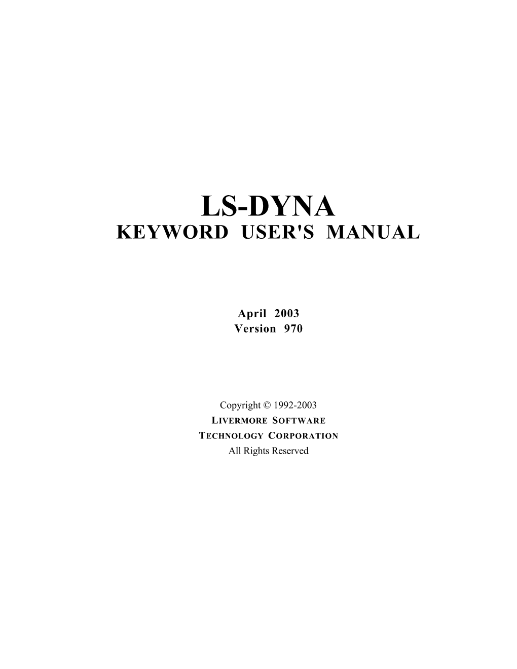 Ls-Dyna Keyword User's Manual