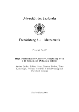 Universität Des Saarlandes Fachrichtung 6.1 – Mathematik