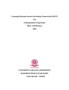 (LOCF) for Undergraduate Programme (B.Sc. with Botany) 2019