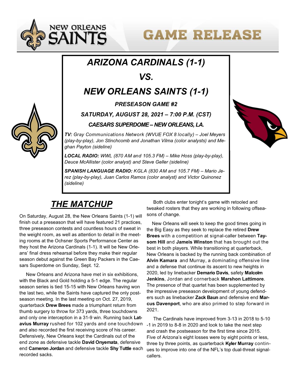 Arizona Cardinals (1-1)