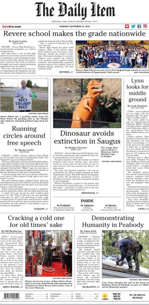 Revere School Makes the Grade Nationwide Dinosaur Avoids Extinction in Saugus