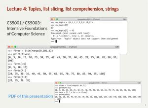 Lecture 4: Tuples, List Slicing, List Comprehension, Strings