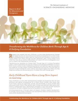 Report Brief for Educators and Caregivers