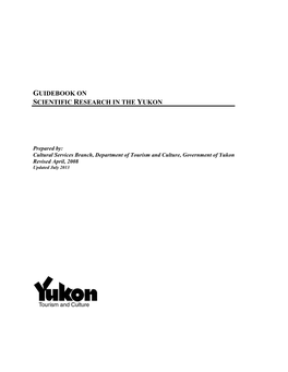 Guidebook on Scientific Research in the Yukon