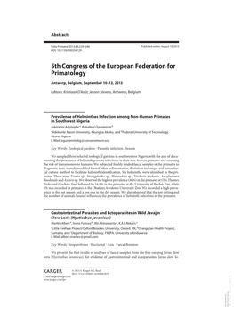 5Th Congress of the European Federation for Primatology