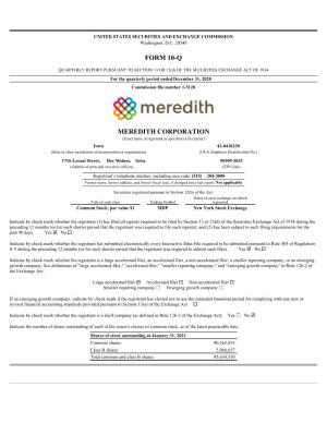 Form 10-Q Meredith Corporation