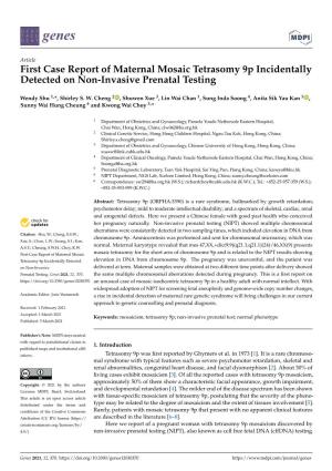 First Case Report of Maternal Mosaic Tetrasomy 9P Incidentally Detected on Non-Invasive Prenatal Testing