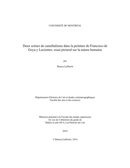 Deux Scènes De Cannibalisme Dans La Peinture De Francisco De Goya Y Lucientes: Essai Pictural Sur La Nature Humaine