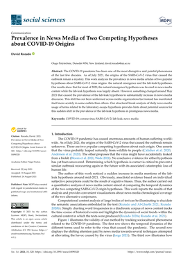Prevalence in News Media of Two Competing Hypotheses About COVID-19 Origins