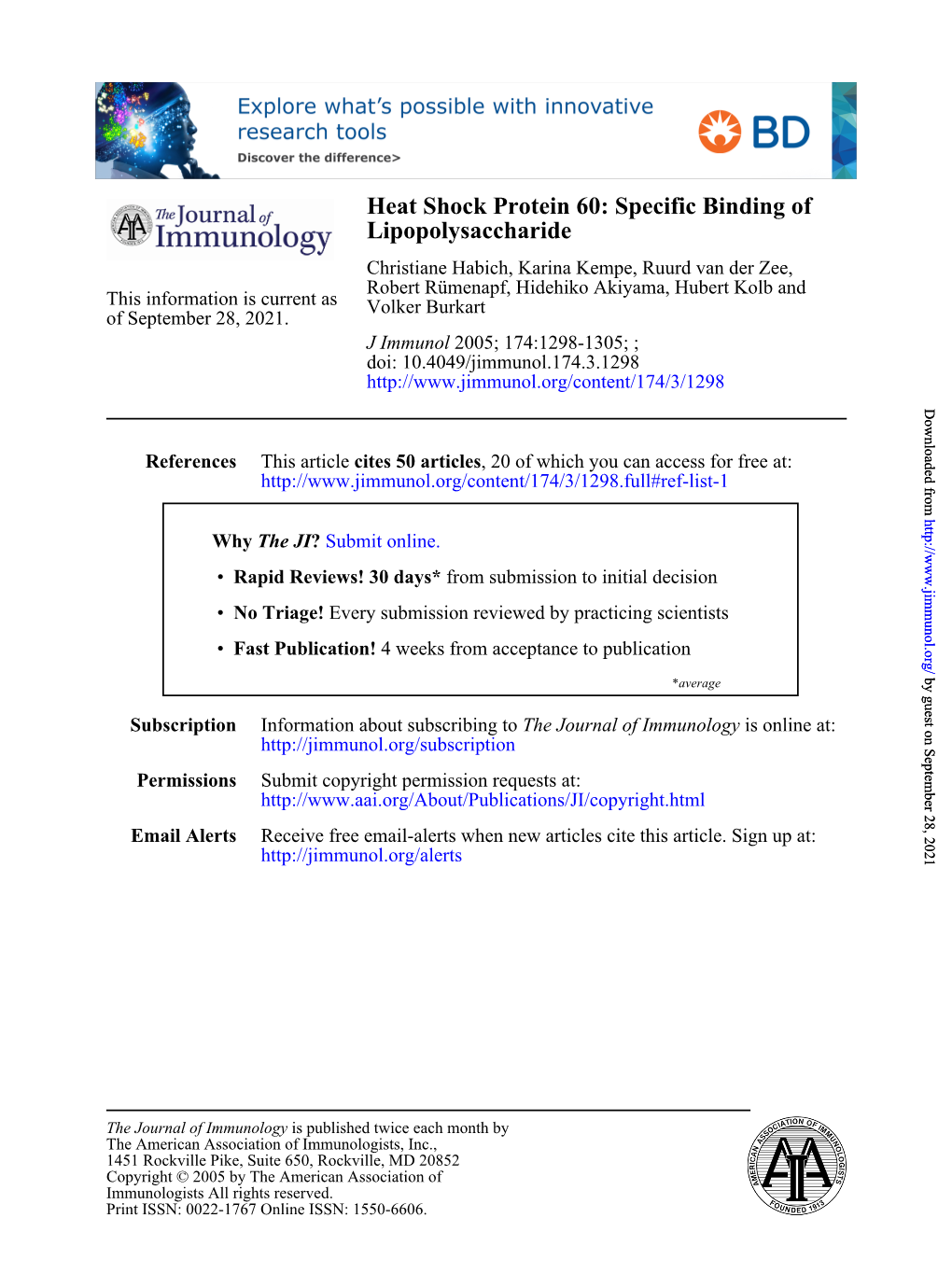 Lipopolysaccharide Heat Shock Protein 60