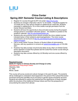 China Center Course Listings and Descriptions Sp21docx