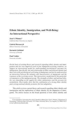 Ethnic Identity, Immigration, and Well-Being: an Interactional Perspective