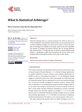 What Is Statistical Arbitrage?