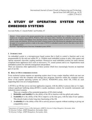 A Study of Operating System for Embedded Systems