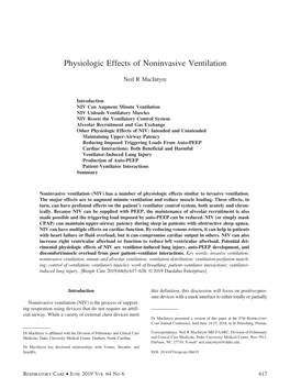 Physiologic Effects of Noninvasive Ventilation