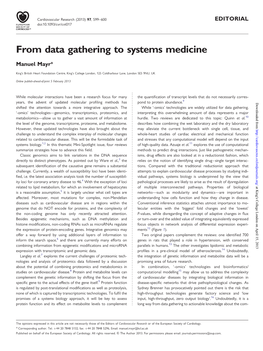 From Data Gathering to Systems Medicine