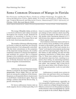 Some Common Diseases of Mango in Florida