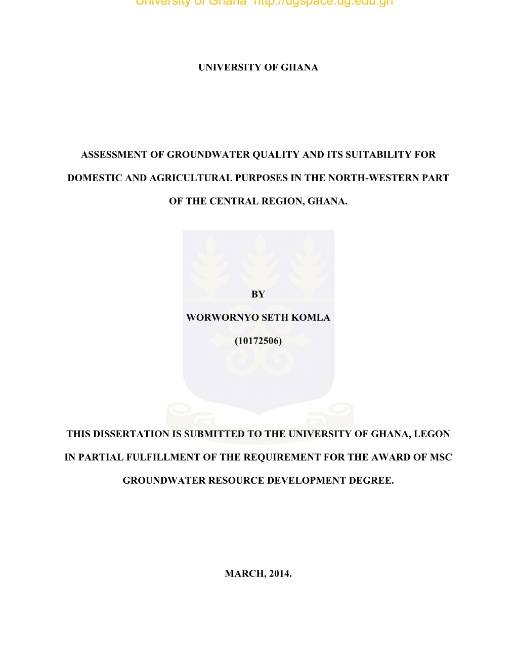 Assessment of Groundwater Quality and Its Suitability for Domestic and Agricultural Purpose.Pdf