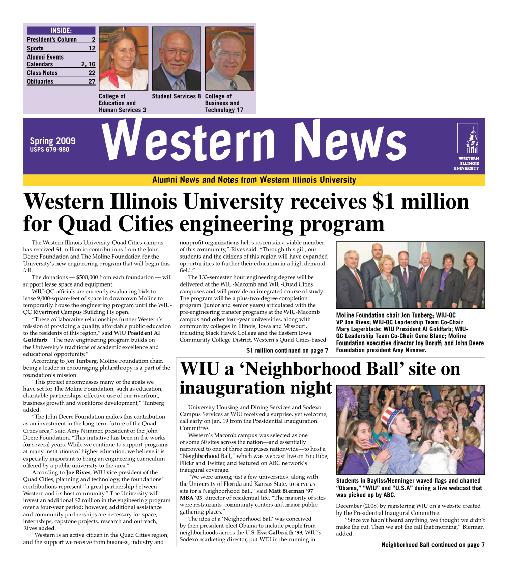 Western Illinois University Receives $1 Million for Quad Cities Engineering