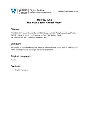 May 06, 1968 the KGB's 1967 Annual Report