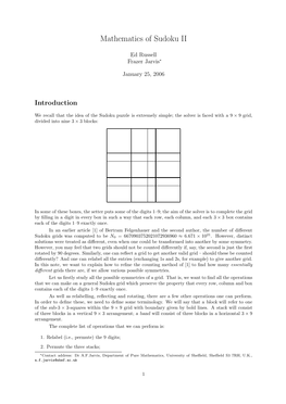 Mathematics of Sudoku II