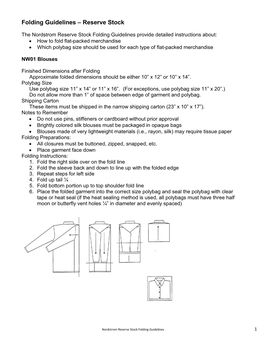 Reserve Stock Folding Guidelines