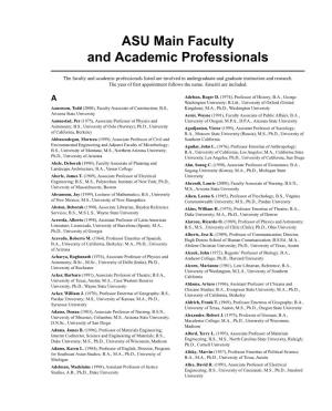 Asu Main Faculty and Academic Professionals 349
