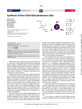 Synthesis of New Chiral Diaryliodonium Salts