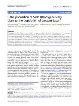 Is the Population of Sado Island Genetically Close to the Population