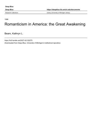 Romanticism in America: the Great Awakening