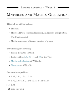 Matrices and Matrix Operations