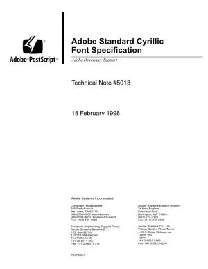 Adobe Standard Cyrillic Font Specification
