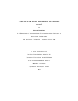 Predicting RNA Binding Proteins Using Discriminative Methods