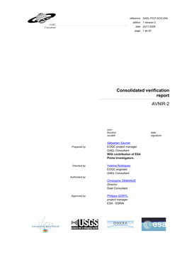 Consolidated Verification Report AVNIR-2