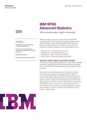 IBM SPSS Advanced Statistics Business Analytics